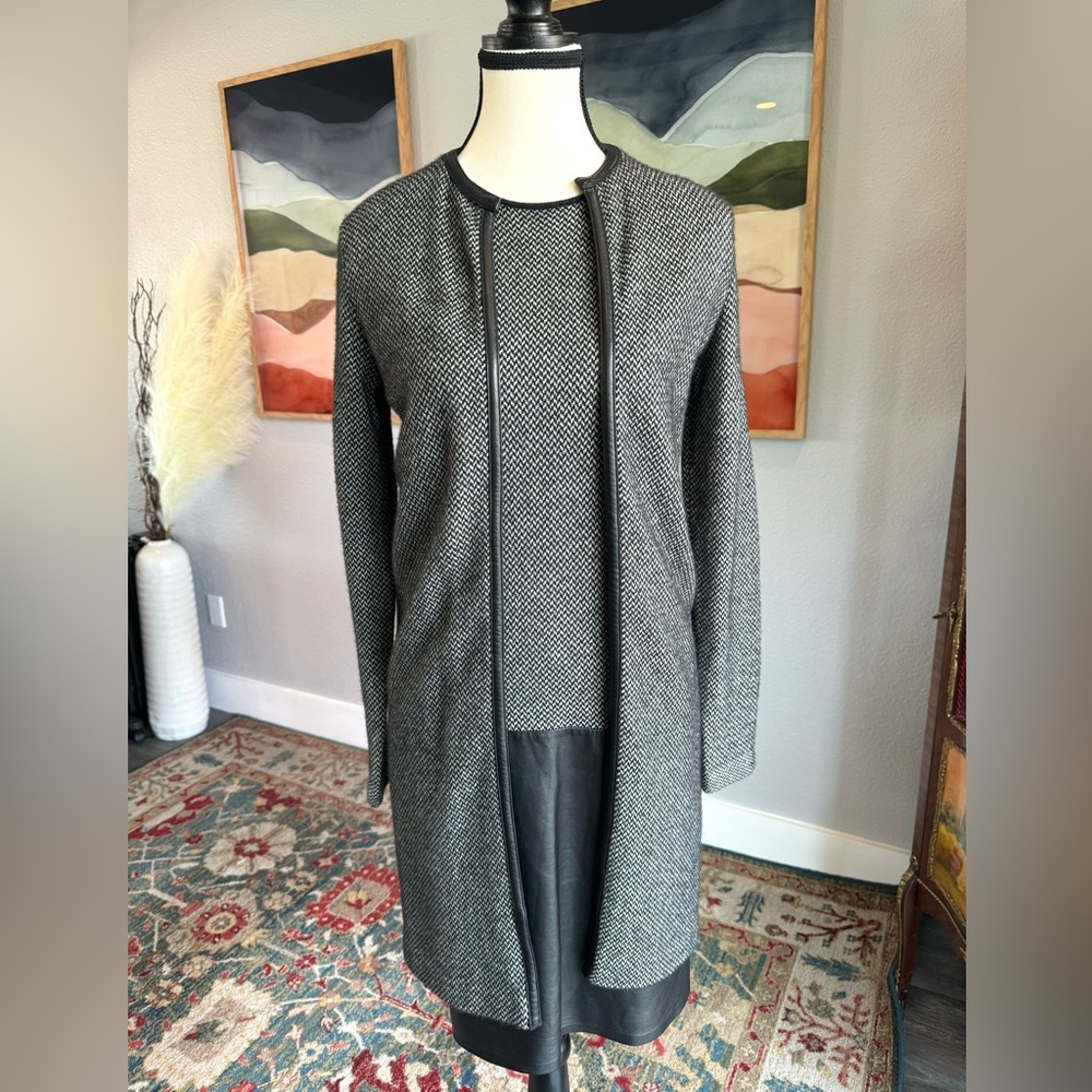 Ralph Lauren Cashmere and Leather Dress and Cardigan Set